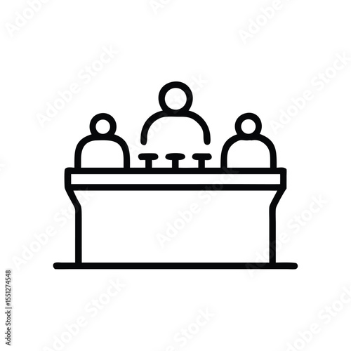 Jury panel courtroom justice legal system law trial verdict decision making process icon vector