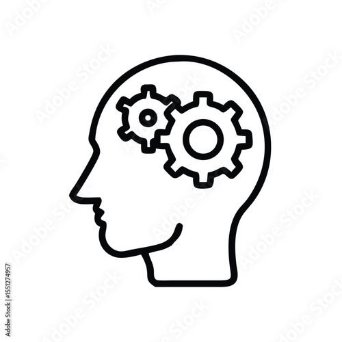 Head brain gears thinking process innovation solution mind intelligence creativity concept idea icon