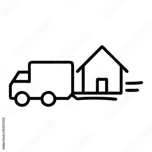 Moving company truck delivering new house relocation services home delivery and transportation service icon