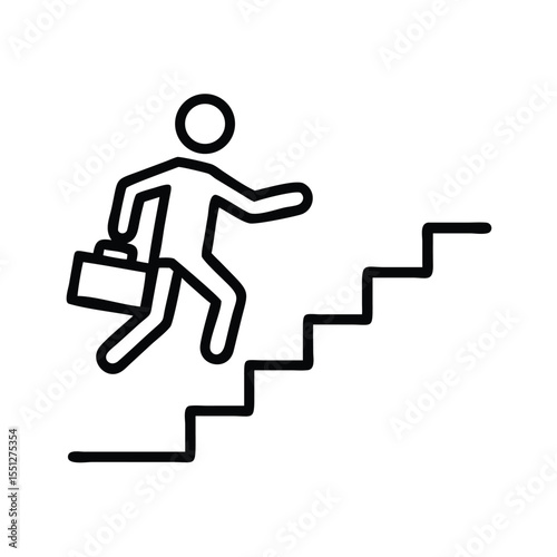 Man climbing stairs to success vector illustration business career growth opportunity concept design icon 96