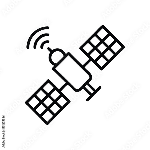 Satellite icon vector illustration space technology communication signal antenna dish orbital science concept