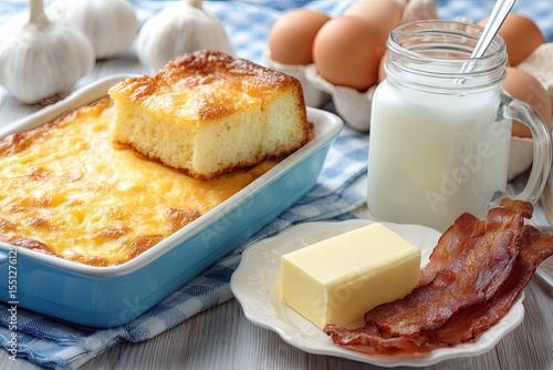 Scrumptious Breakfast Delight Eggs, Bacon and Baking Dish