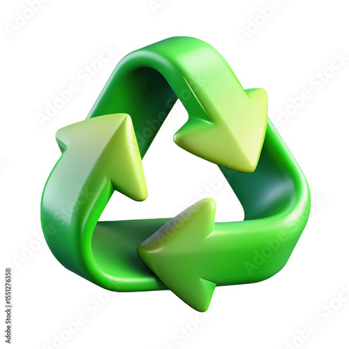 Green Glossy Recycle Arrows Symbol isolated on a transparent background image