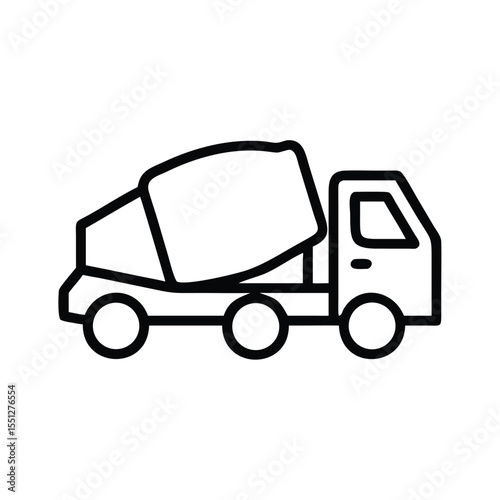 Outline cement mixer truck vector illustration for construction and industrial transport design needs