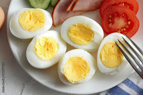 A Balanced Breakfast Plate Hard-Boiled Eggs Included