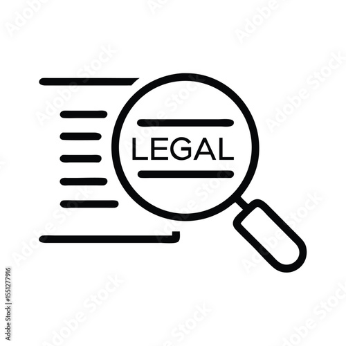 Legal document review services and compliance audit with magnifying glass icon concept design