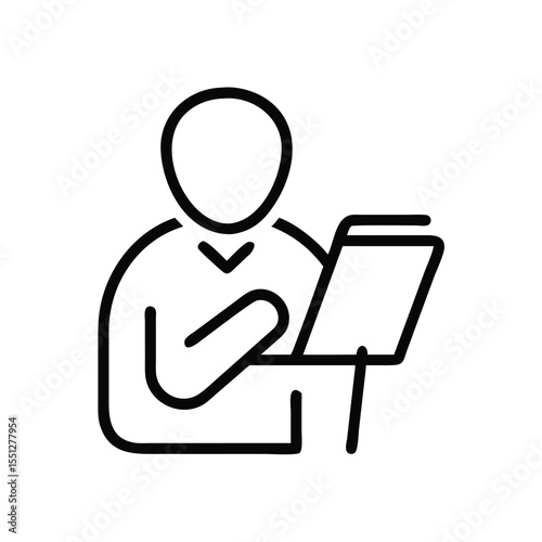 Person reading document outline icon vector illustration for business and education purpose use case