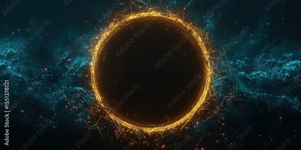 Naklejka premium Abstract Glowing Ring Surrounded by Blue Haze