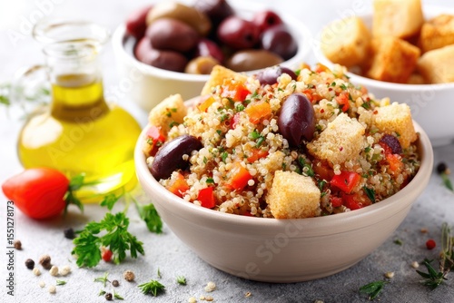 Mediterranean Delightful Lunchtime Salad and Olive Bowls