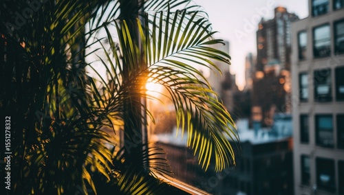 Urban Serenity Palm Trees at Golden Hour