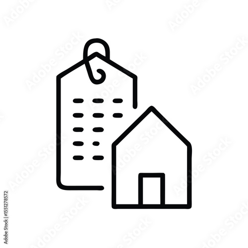 Real estate property listing price tag with house icon for sale or rent home investment concept