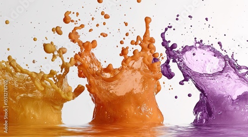 Colorful Liquid Splashes Dancing In Bright Light