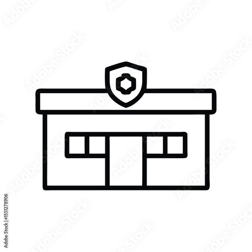 Police station building icon vector illustration for law enforcement and public safety design
