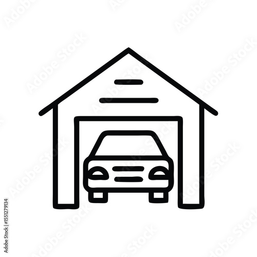 Car garage icon vector illustration automobile storage building parking space line drawing design
