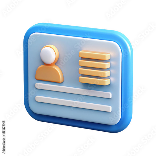 Light Blue Rounded Rect I D Card3 D Rendered Avatar Data isolated on a transparent background