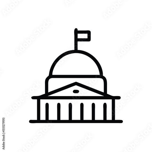 Government building icon vector, capitol building icon, state building icon, government symbol