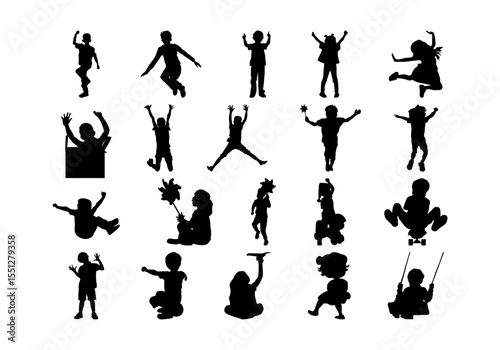 Happy Children Silhouette