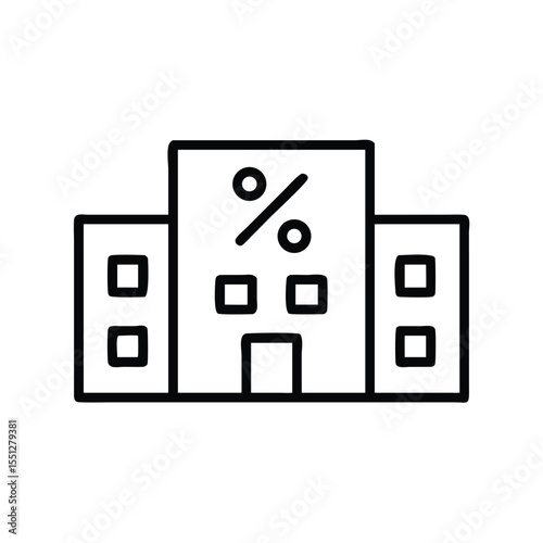 Tax building icon vector, financial institution symbol, accounting service, percentage sign, business