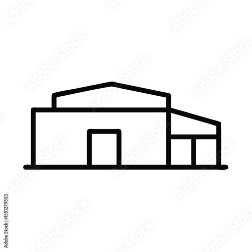 Outline drawing of a warehouse building for storage and distribution vector illustration design