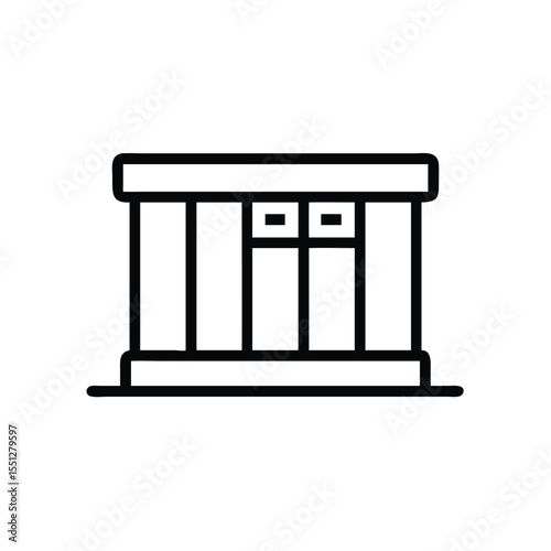 Download free vector icon of greek temple building ancient architecture line art symbol design