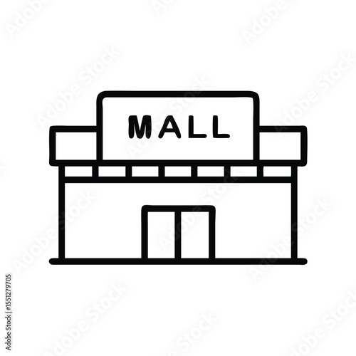 Mall building shopping center retail store commercial property architecture vector illustration