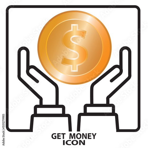 Get money symbol Vector line icon illustration for mobile application. Simple flat modern design style. sign, symbol