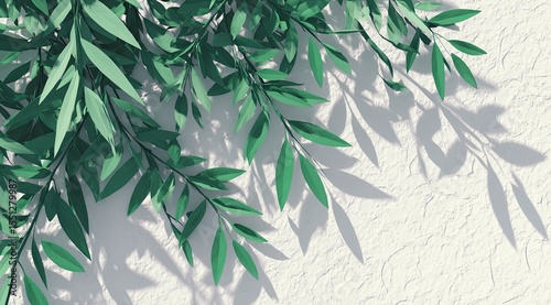 Verdant Foliage Silhouettes Dancing Across Pale Wall