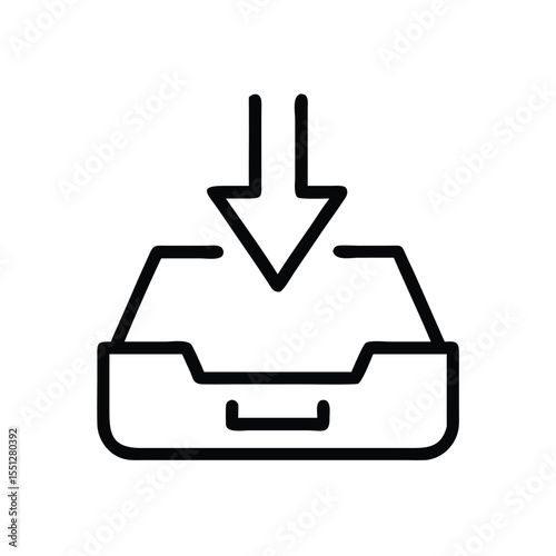 Download icon vector graphic illustration of arrow pointing into inbox for website design asset