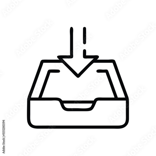Download icon vector illustration of inbox with arrow for file transfer and data storage design