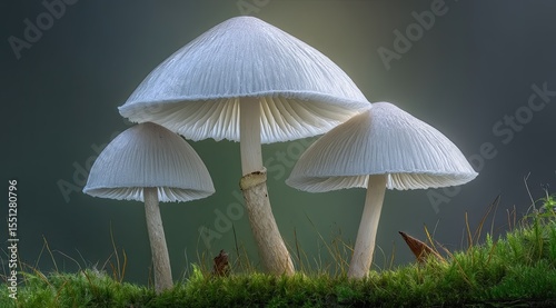 Tranquil Forest Floor Featuring Delicate White Mushrooms