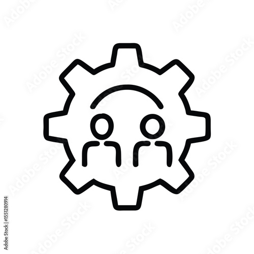 Teamwork collaboration gear icon for business process management and engineering solutions