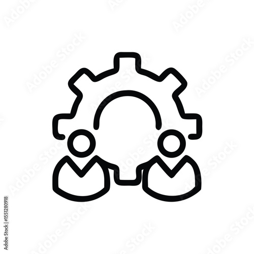 Teamwork collaboration gear icon representing business synergy and partnership strategy success