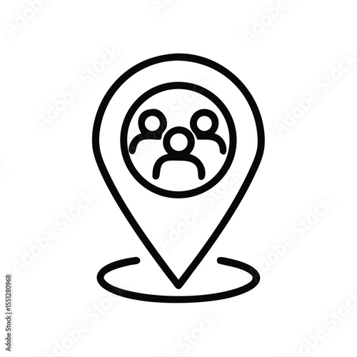 Community location pin vector icon for social gathering event meeting point and group meetup