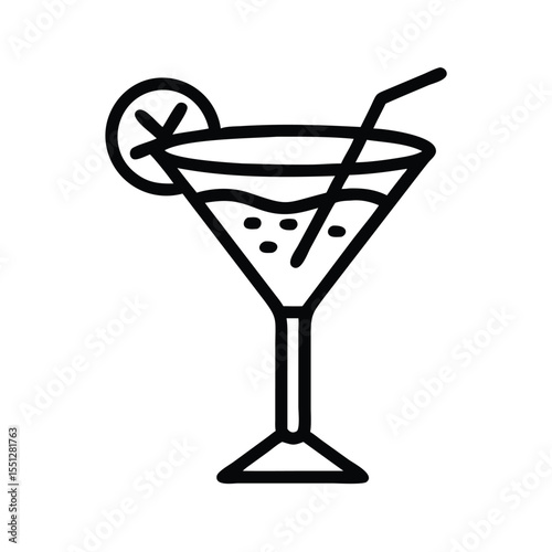 Martini cocktail drink illustration vector icon design alcohol beverage party celebration graphic art