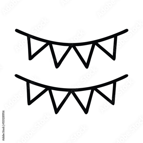 Hand drawn party bunting vector illustration for celebration decoration and design element