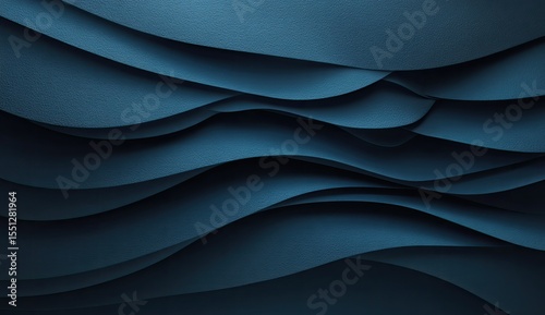 Abstract Deep Blue Serenity of Curved Fabric