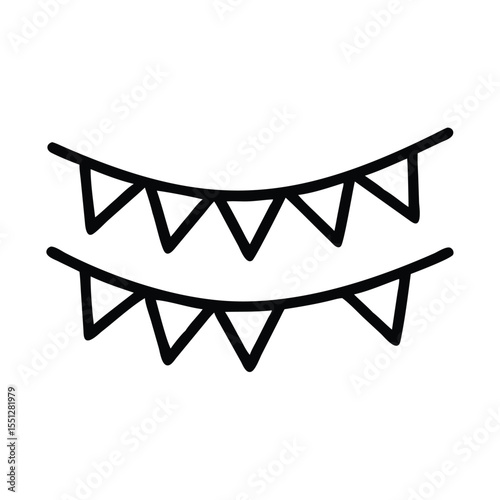 Vector outline illustration of party decoration bunting banner for celebration event design