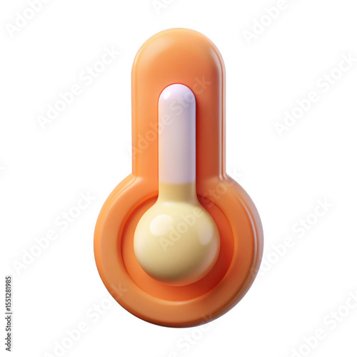 Orange Cartoon 3 D Rendered Thermometer Slightly Angled isolated on a transparent background