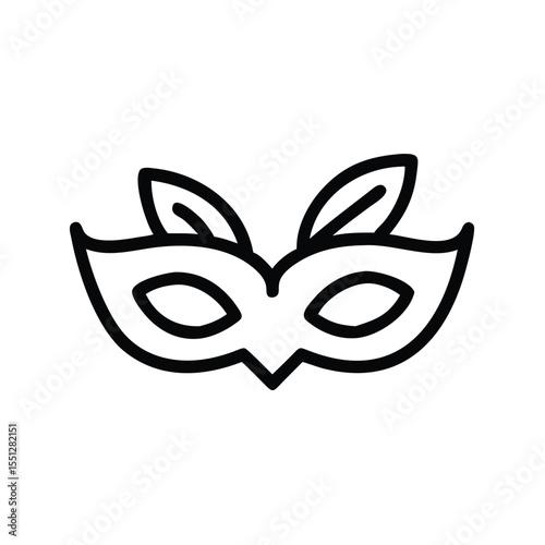 Carnival masquerade mask outline vector icon illustration for party costume and disguise design
