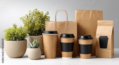 Eco-Friendly Retail Packaging with Green Plant Accents