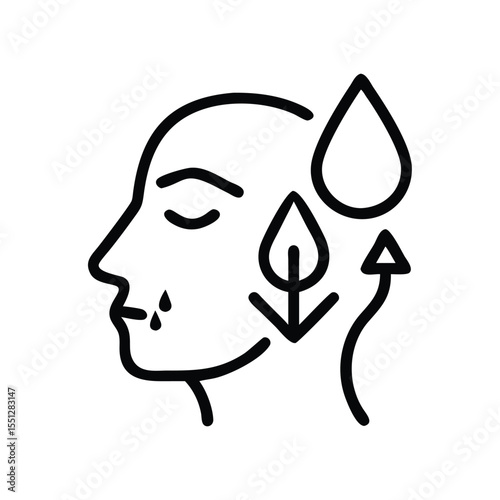 Skin hydration treatment and moisture balance for healthy face skincare routine concept icon