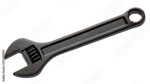 Black Adjustable Wrench Tool Isolated on Transparent Background