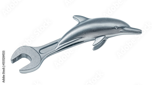 Creative Dolphin Shaped Wrench Tool Isolated on Transparent Background