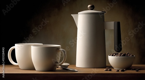 Serene Morning Coffee Still Life Arrangement