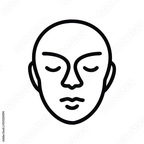 Face outline drawing of a person with closed eyes for beauty and wellness related design projects and graphics