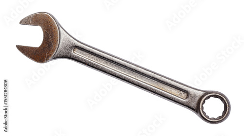 Chrome Combination Wrench Isolated on Transparent Background

