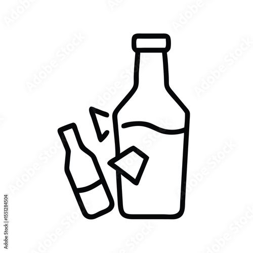 Broken glass bottle icon vector illustration concept for recycling and safety awareness program design use