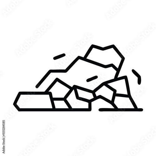 Rock formation outline vector, geological rock illustration, rock mountain, nature landscape, stone art