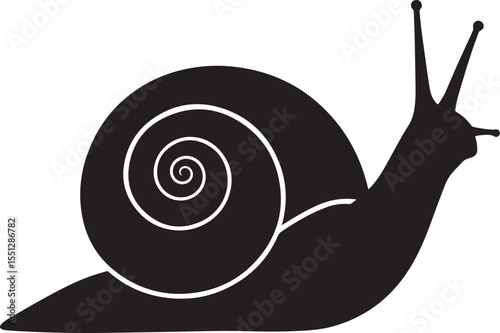 Vector art of black snail silhouette isolated on white background