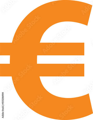 Orange Euro Symbol: A vibrant orange Euro currency symbol, clean and simple design, suitable for financial, banking, and economic contexts.
